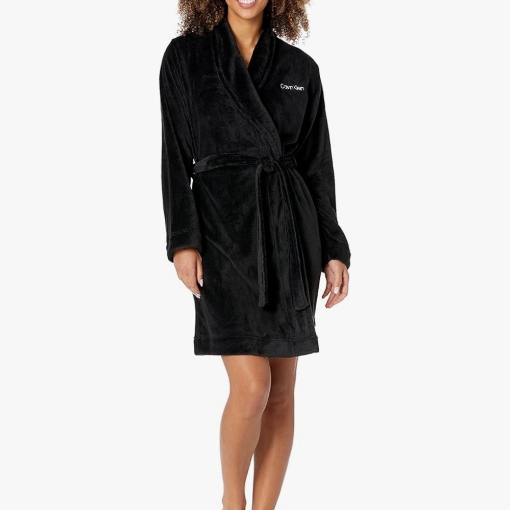 Women's Calvin Klein Black Robe~Size XS/S~Soft & Plush!